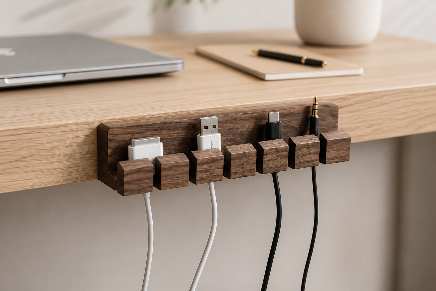 Walnut cable organizer
