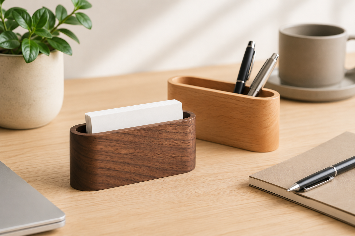 Wooden business card holder