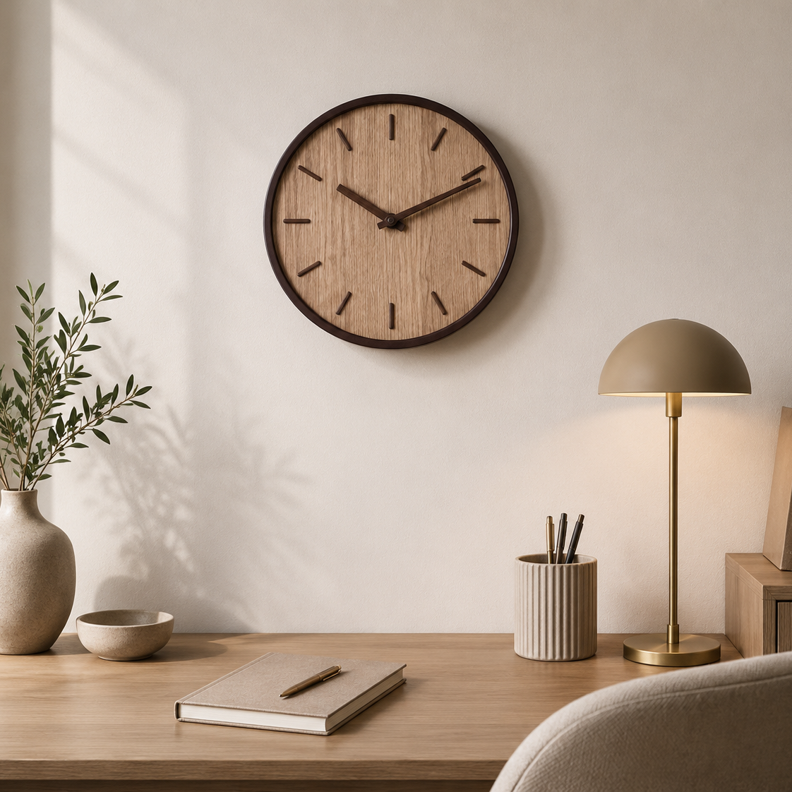 Bentwood Wall Clock with Natural Wood Finish