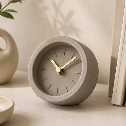 Small cement-style table clock