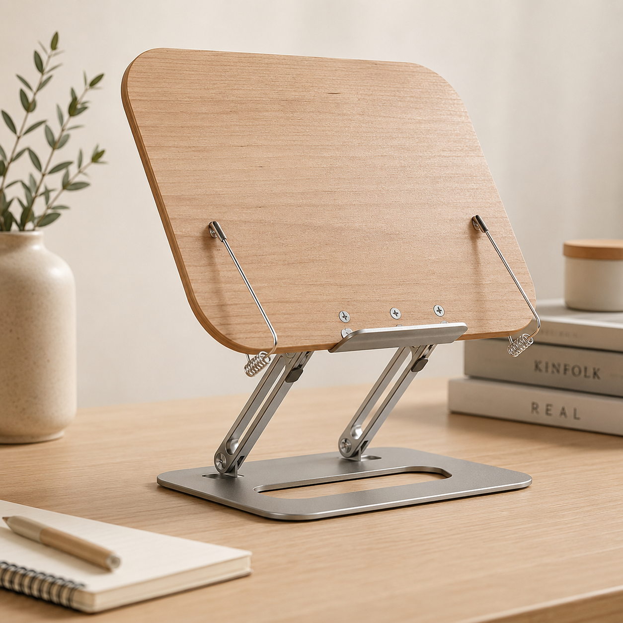 Foldable wooden laptop stand