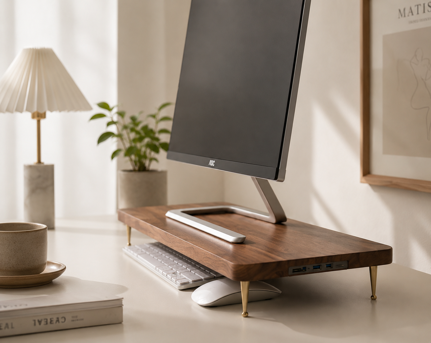 Walnut wood desk organizer