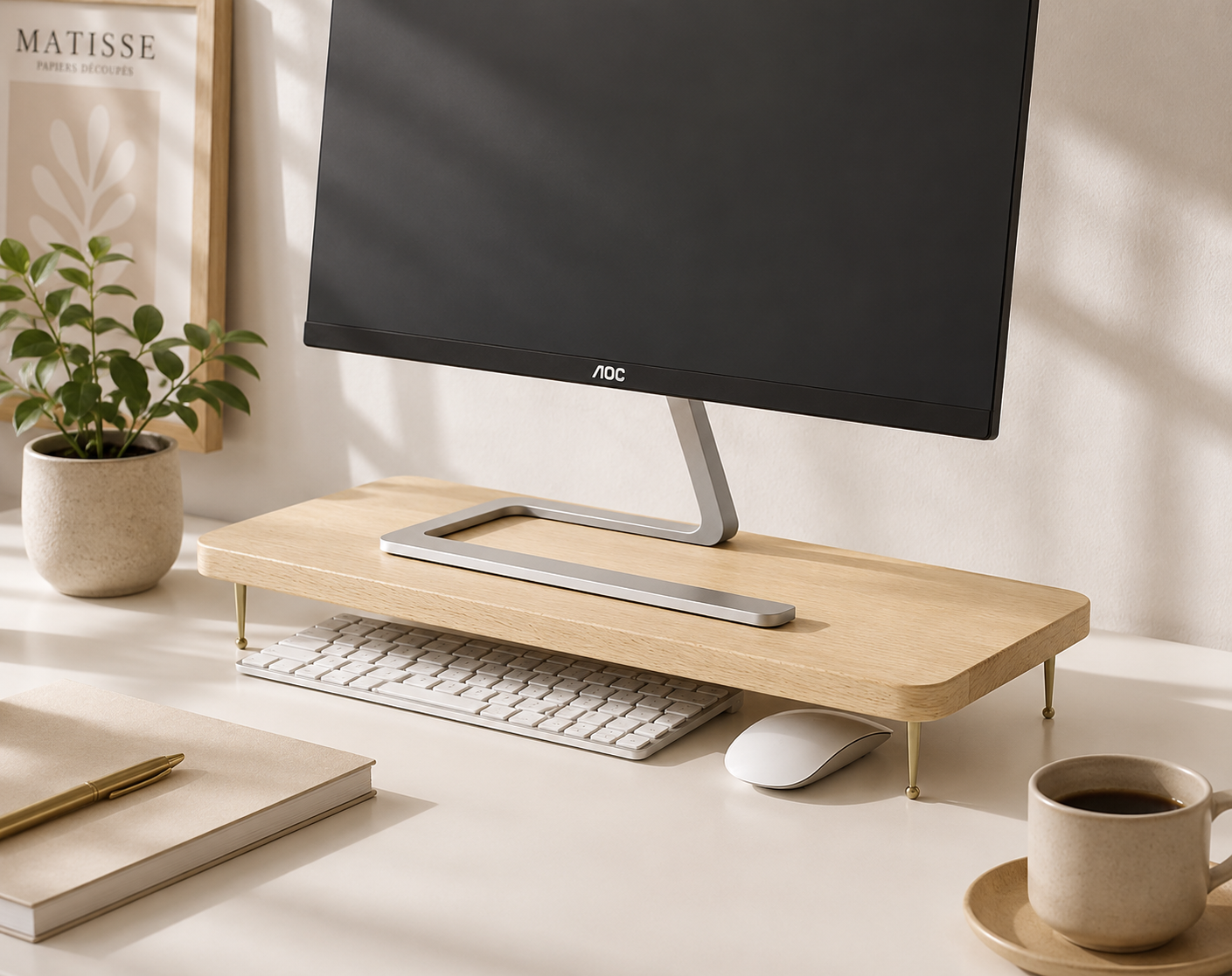 Walnut wood desk organizer