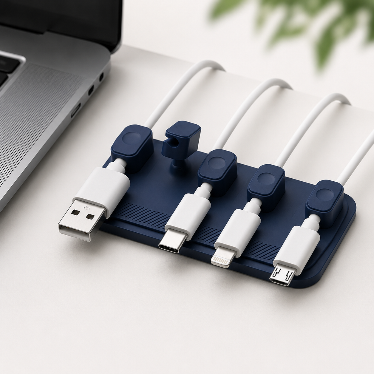 Silicone desk cable organizer