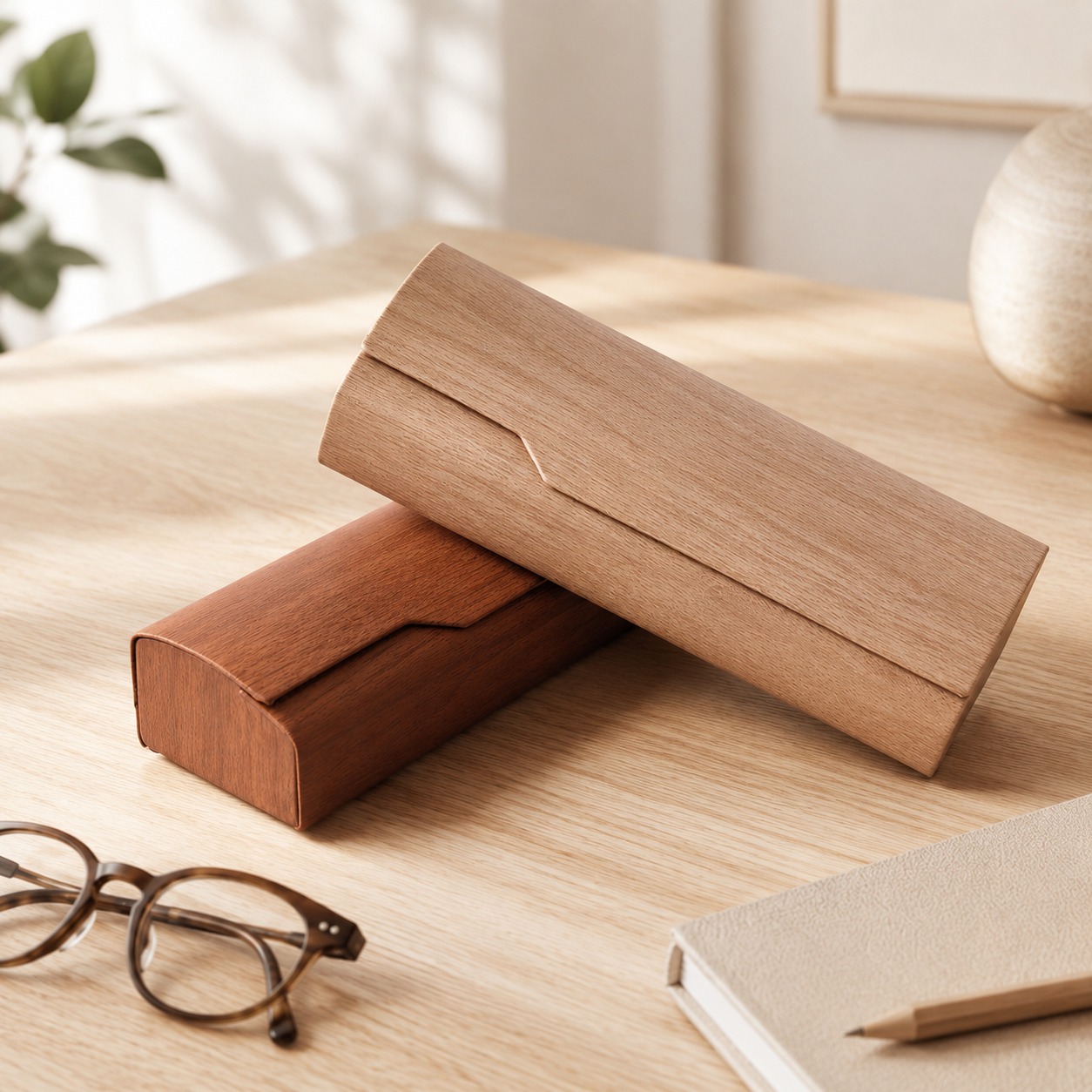 Nordvior Retro Glasses Case in Wood Look