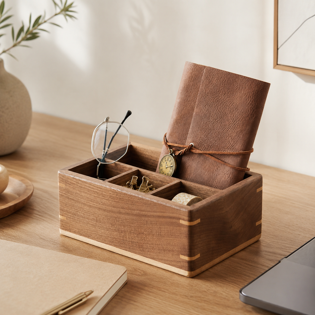 Wooden desk organizer