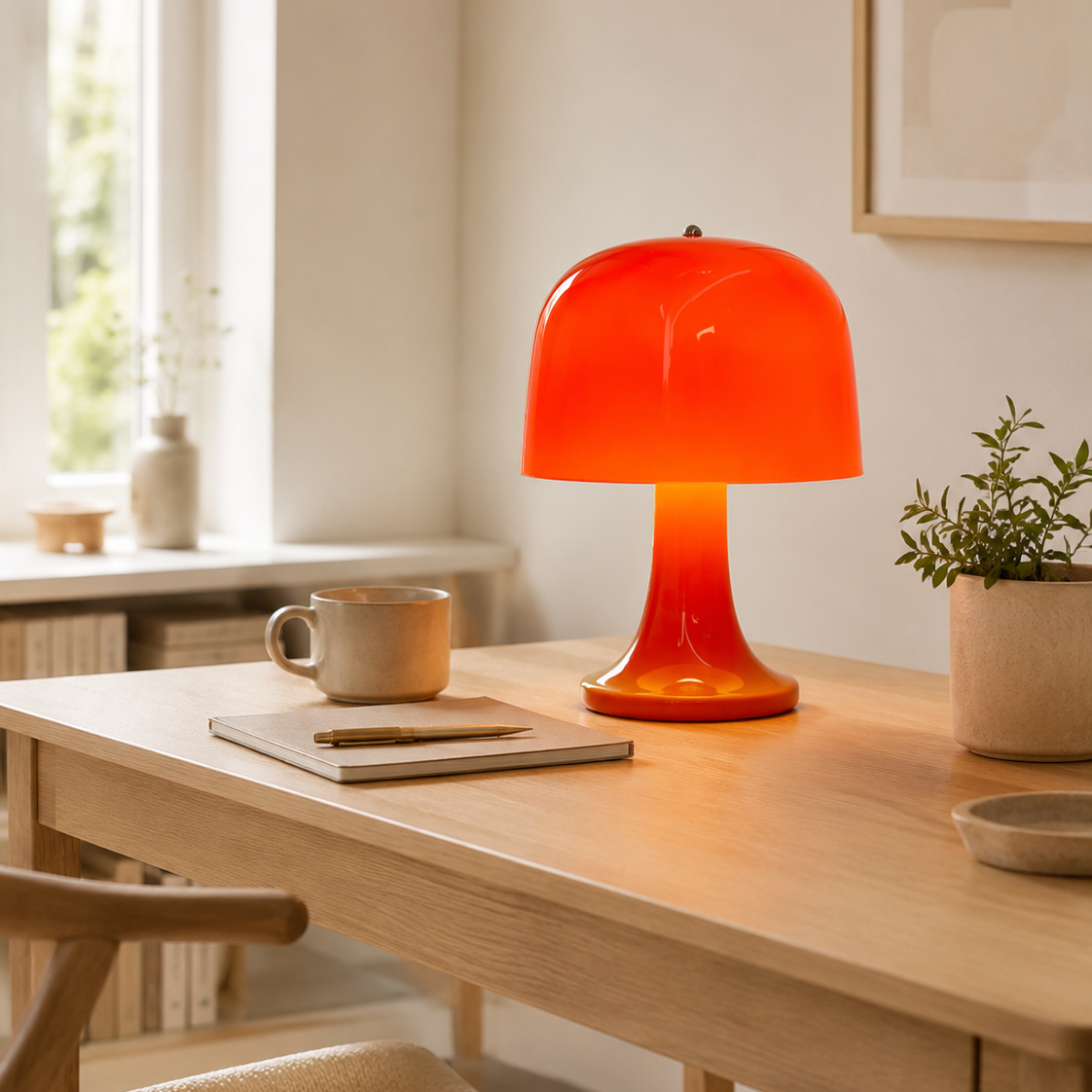 Orange Scandinavian Style Table Lamp