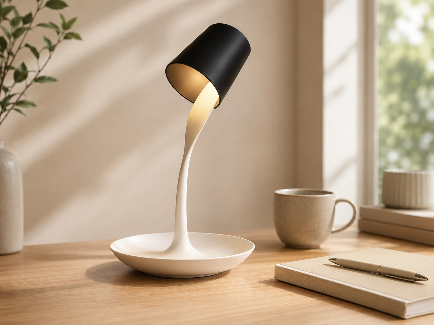 Coffee table lamp with tray