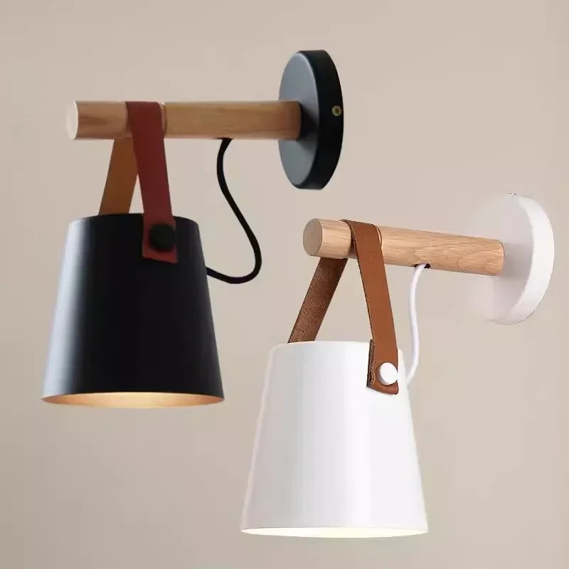 Nordlys wooden and leather wall lamp – Scandinavian minimalism