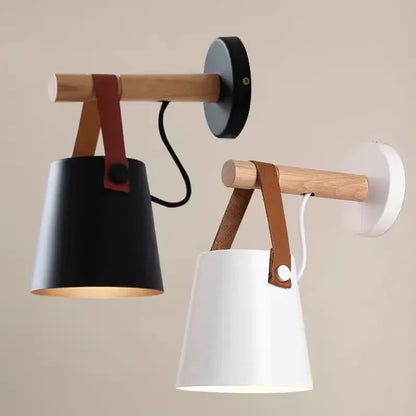 Nordlys wooden and leather wall lamp – Scandinavian minimalism