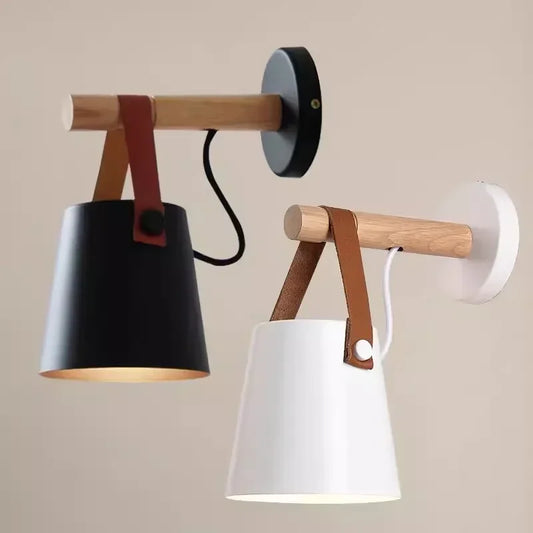 Nordlys wooden and leather wall lamp – Scandinavian minimalism