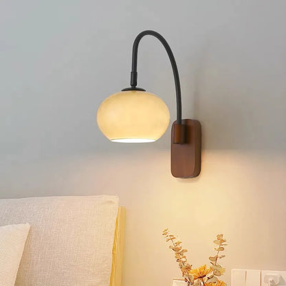 Nordic Glass Wood Wall Lamp