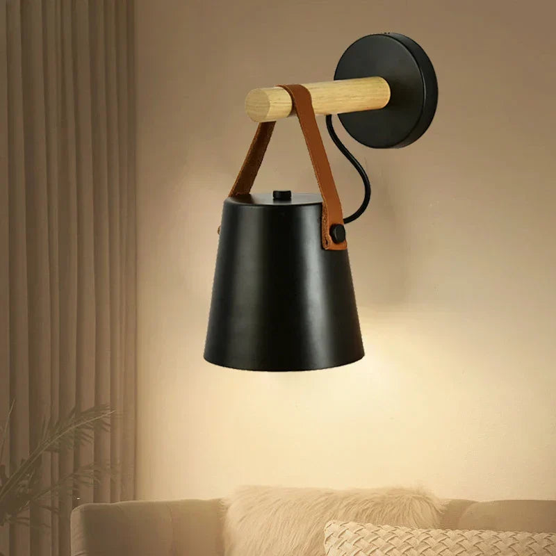 Nordlys wooden and leather wall lamp – Scandinavian minimalism