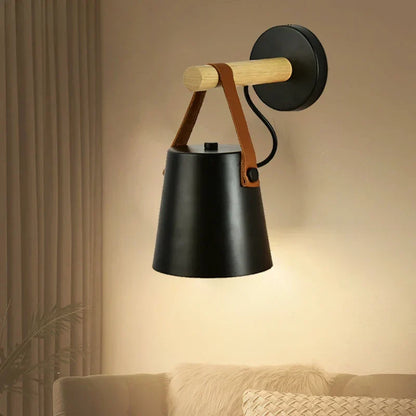 Nordlys wooden and leather wall lamp – Scandinavian minimalism