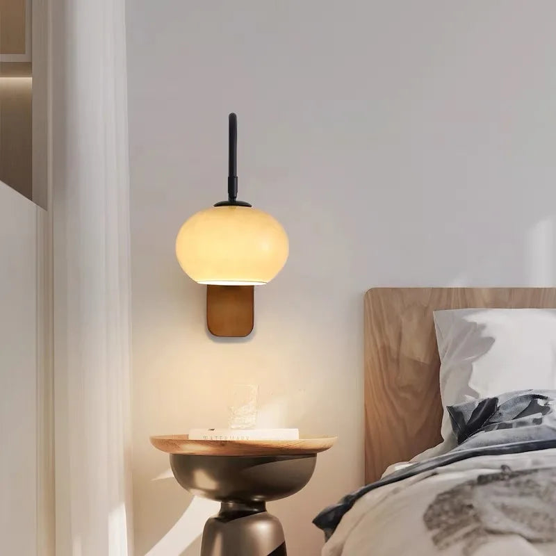 Nordic Glass Wood Wall Lamp