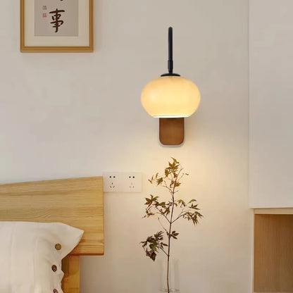 Nordic Glass Wood Wall Lamp