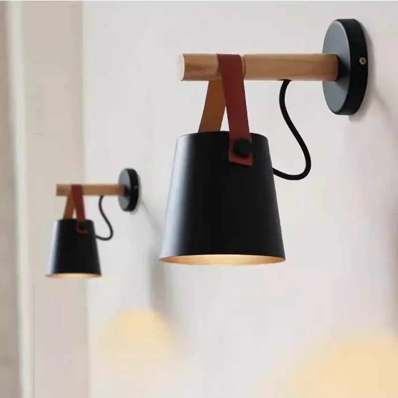 Nordlys wooden and leather wall lamp – Scandinavian minimalism