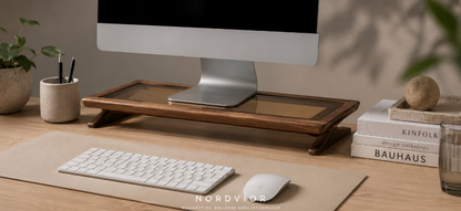 Walnut-effect computer stand