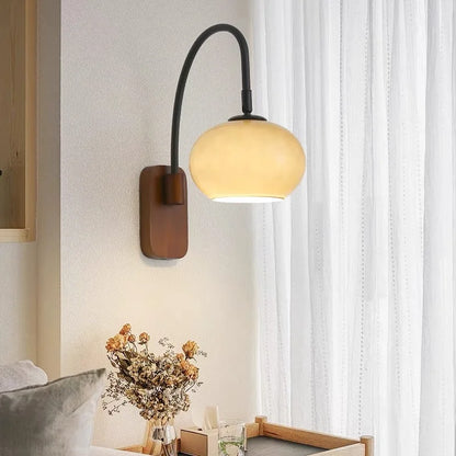 Nordic Glass Wood Wall Lamp