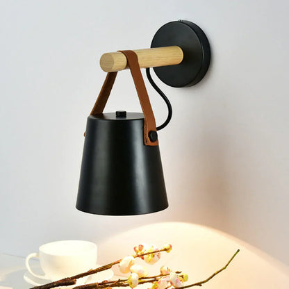 Nordlys wooden and leather wall lamp – Scandinavian minimalism
