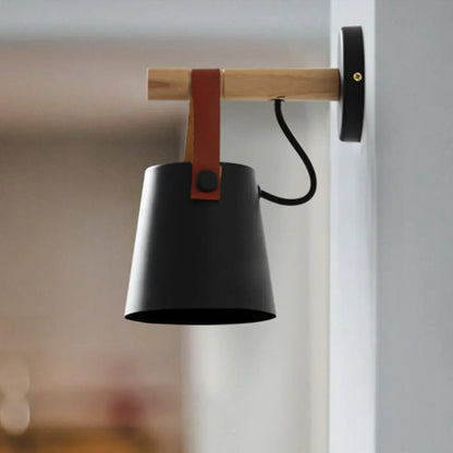 Nordlys wooden and leather wall lamp – Scandinavian minimalism