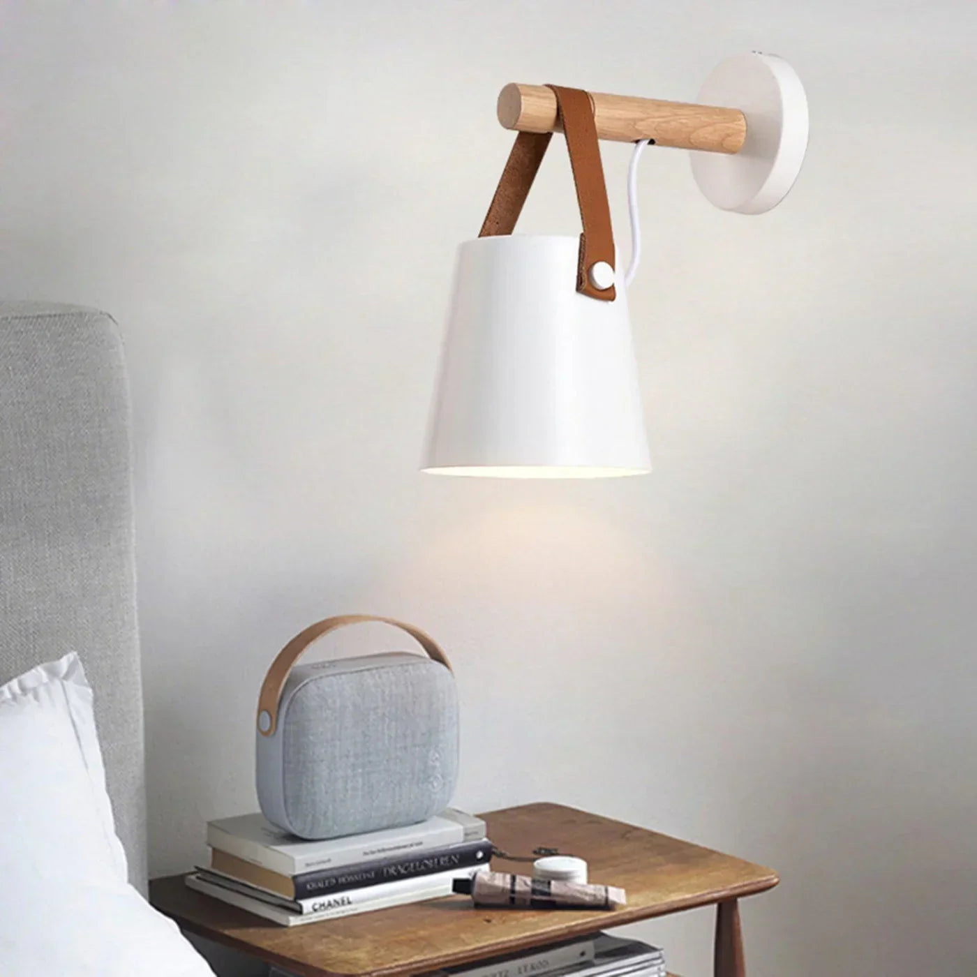 Nordlys wooden and leather wall lamp – Scandinavian minimalism