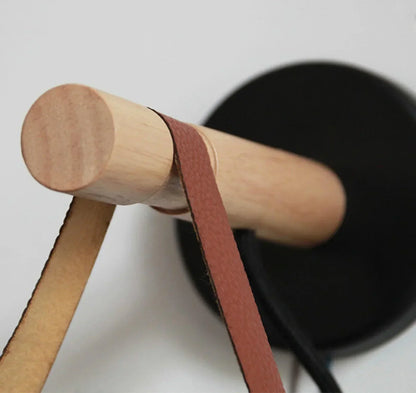 Nordlys wooden and leather wall lamp – Scandinavian minimalism
