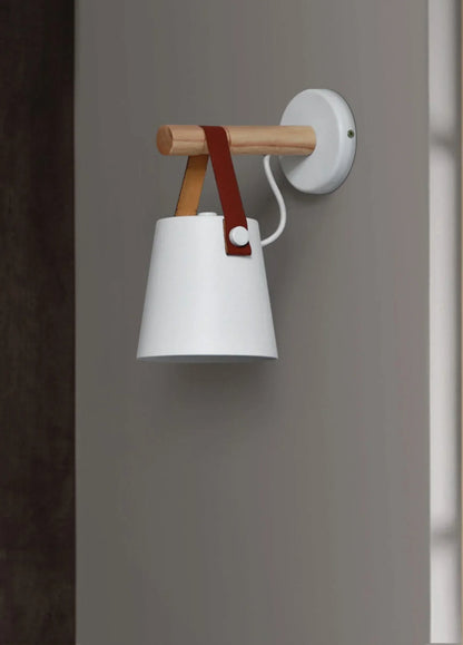 Nordlys wooden and leather wall lamp – Scandinavian minimalism