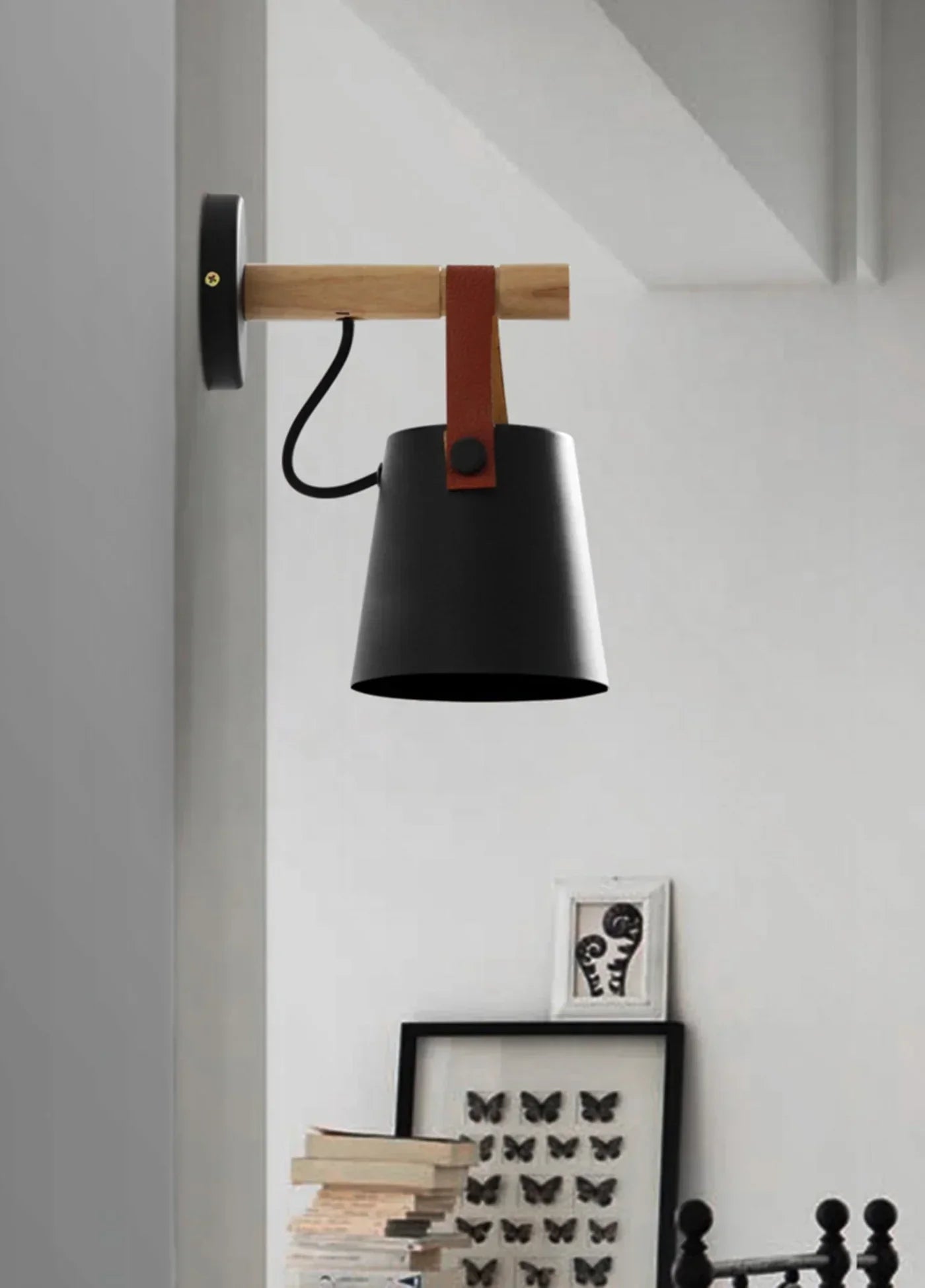 Nordlys wooden and leather wall lamp – Scandinavian minimalism