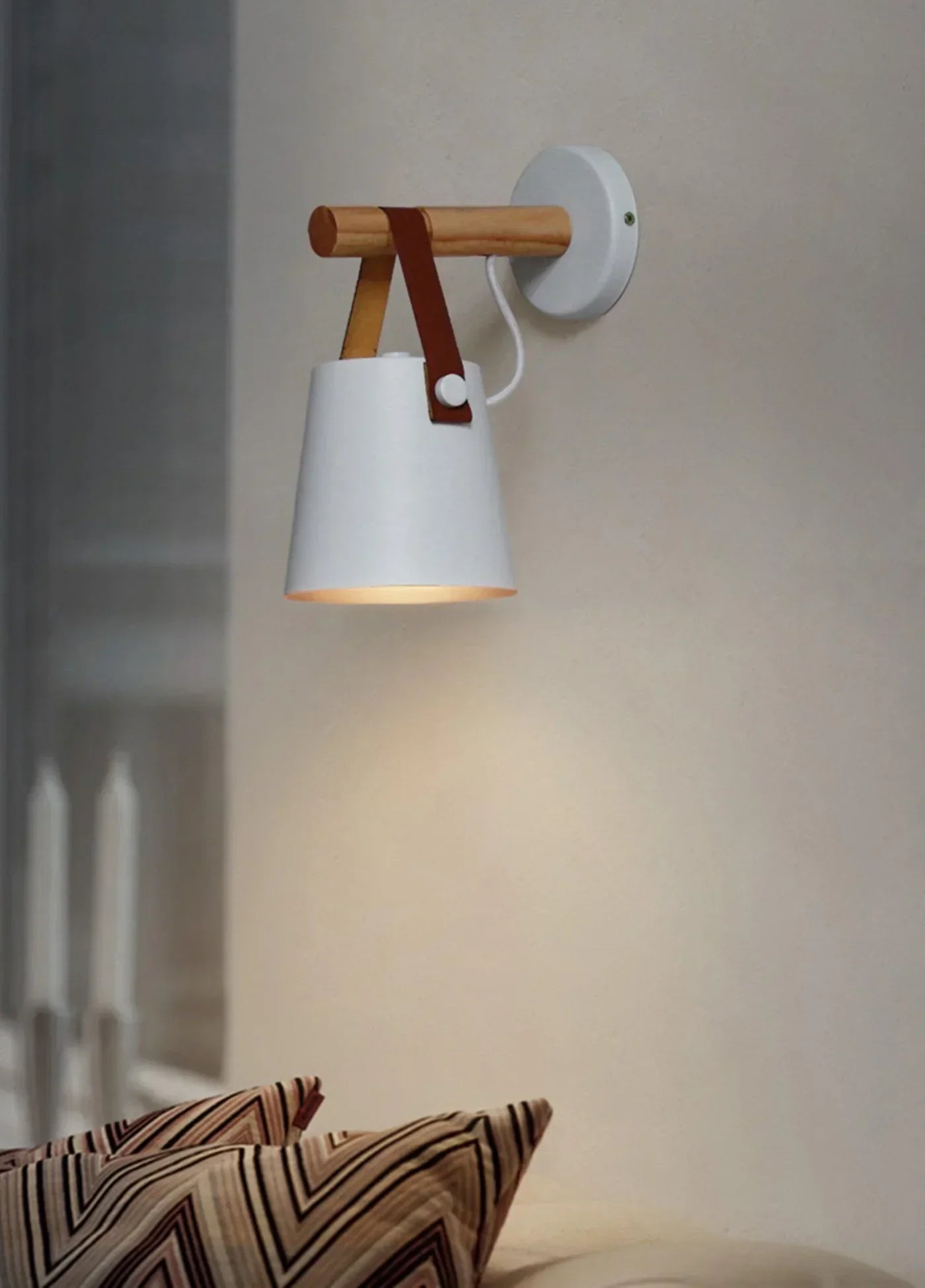 Nordlys wooden and leather wall lamp – Scandinavian minimalism