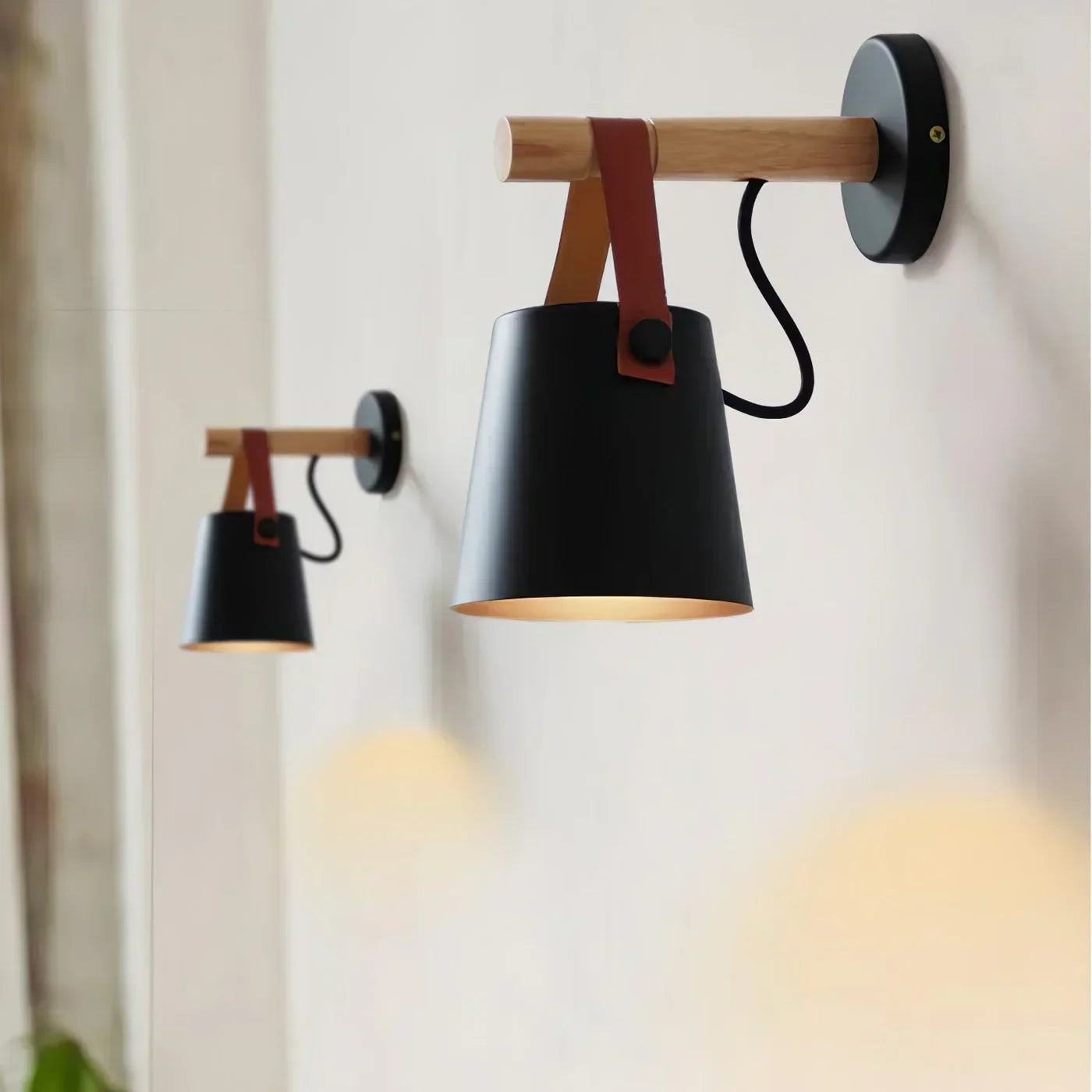Nordlys wooden and leather wall lamp – Scandinavian minimalism