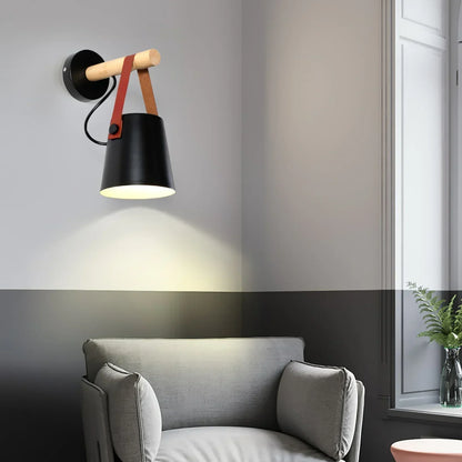 Nordlys wooden and leather wall lamp – Scandinavian minimalism