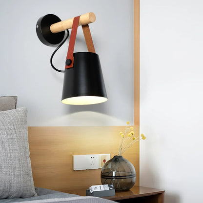 Nordlys wooden and leather wall lamp – Scandinavian minimalism