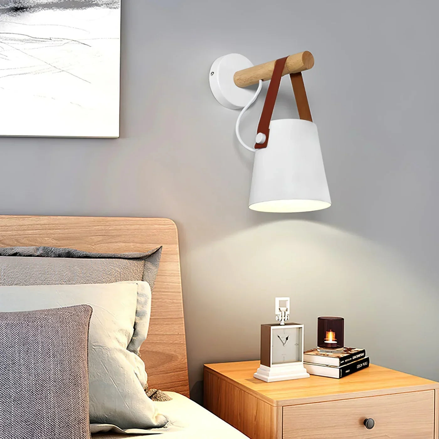 Nordlys wooden and leather wall lamp – Scandinavian minimalism