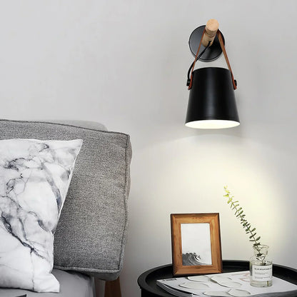 Nordlys wooden and leather wall lamp – Scandinavian minimalism