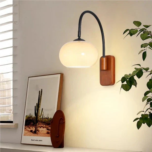 Nordic Glass Wood Wall Lamp