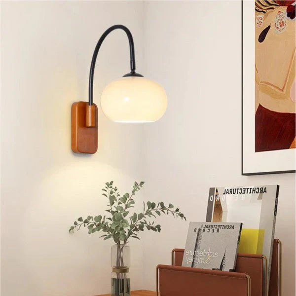 Nordic Glass Wood Wall Lamp