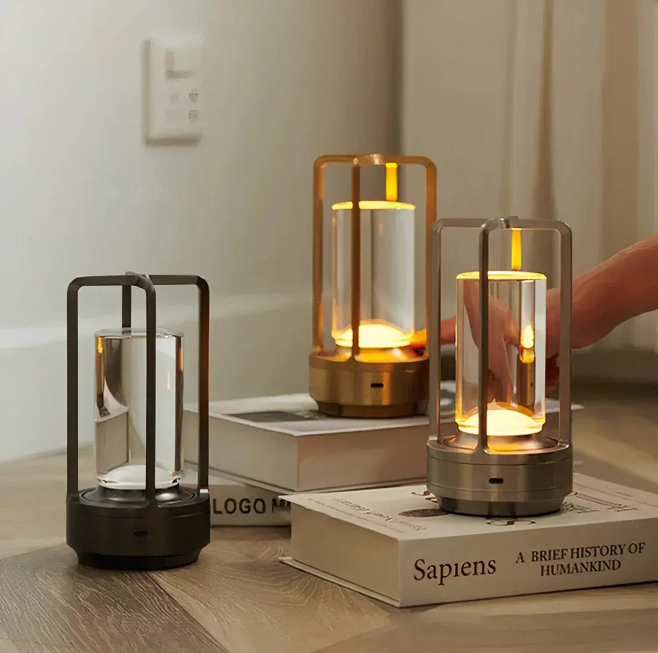 Modern LED table lamp - luxury design with colored glass