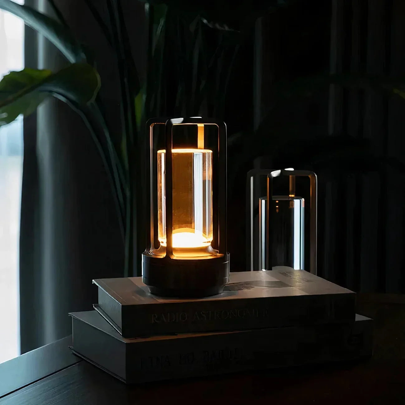 Modern LED table lamp - luxury design with colored glass
