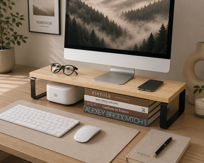 Minimalist wooden monitor stand