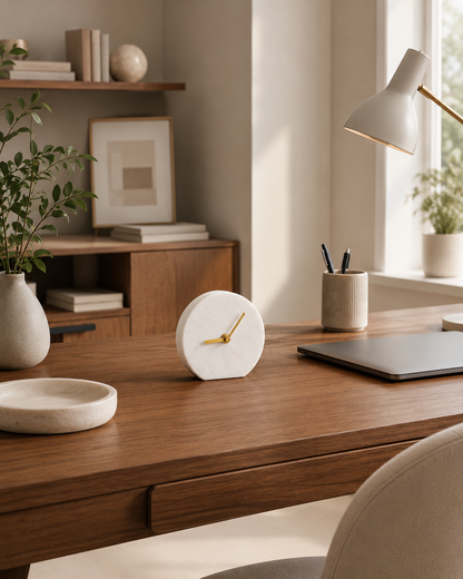 Scandinavian style marble table clock