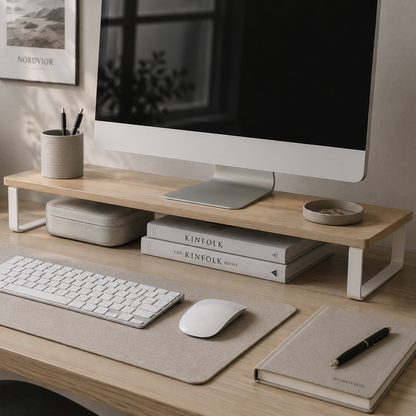 Minimalist wooden monitor stand